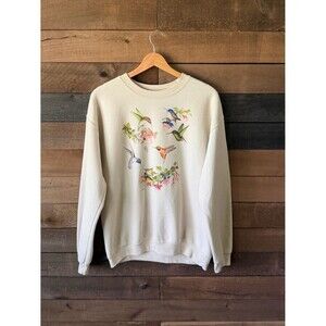 Vintage Hummingbird Graphic Sweatshirt Nature Bird Floral Crewneck